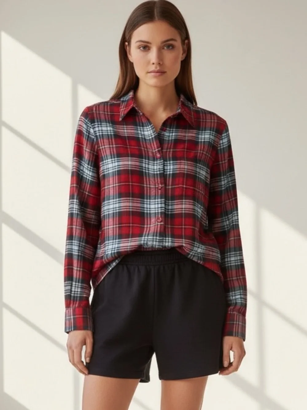 🌻NEW w/tag PJ Salvage Plaid Lightweight Button-Up Shirt Size Small - Picture 1 of 12